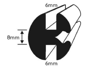 Window Rubber 6mm x 6mm Black (click for enlarged image)